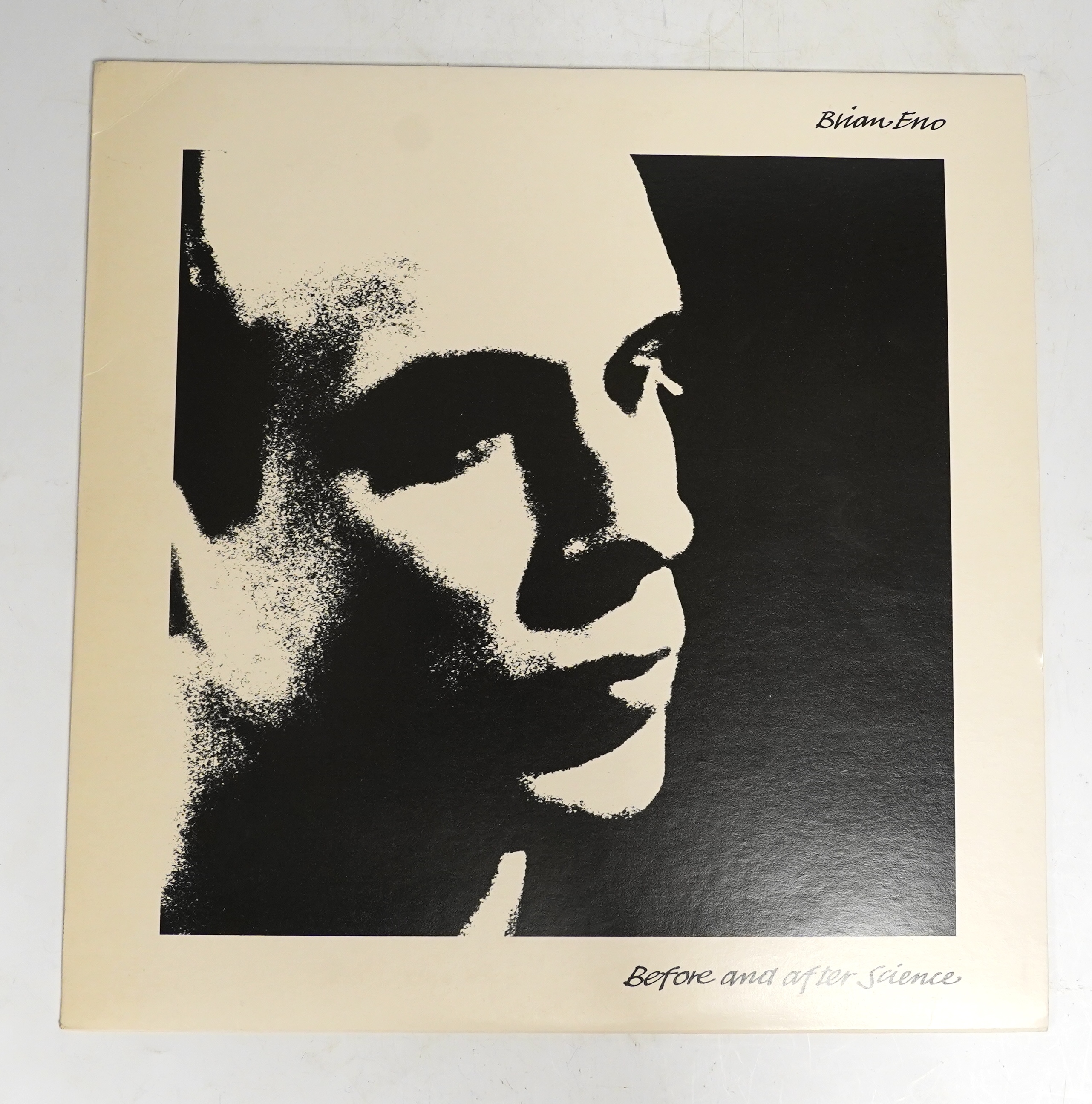 Brian Eno; Before and After Science LP record album on Polydor label 2302 071, with the four Peter Schmidt prints in envelope